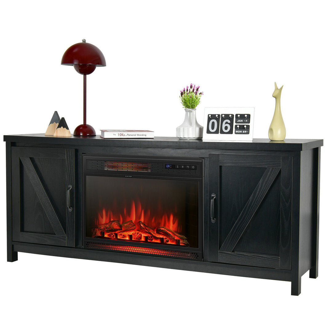 Gymax 59'' Fireplace TV Stand W/ 25'' 1350W Electric Fireplace Heater