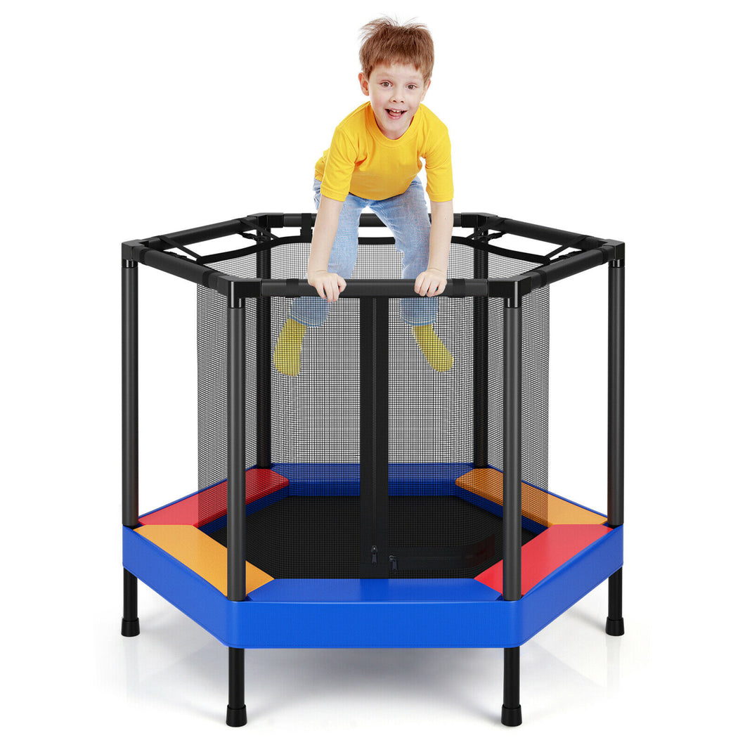 Gymax 48'' Hexagonal Kids Trampoline Recreational Bounce Jumper W/Foam Padded Handrails