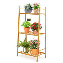 Load image into Gallery viewer, Gymax Bamboo Plant Stand 3 Tiers Plant Rack Vertical Tiered Plant Ladder Shelf
