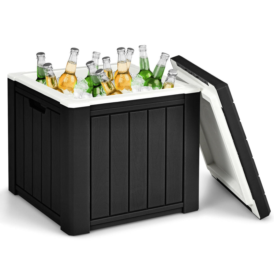 Gymax Patio 10 Gallon Ice Cube Cooler Box Table Stool Storage W/Handle