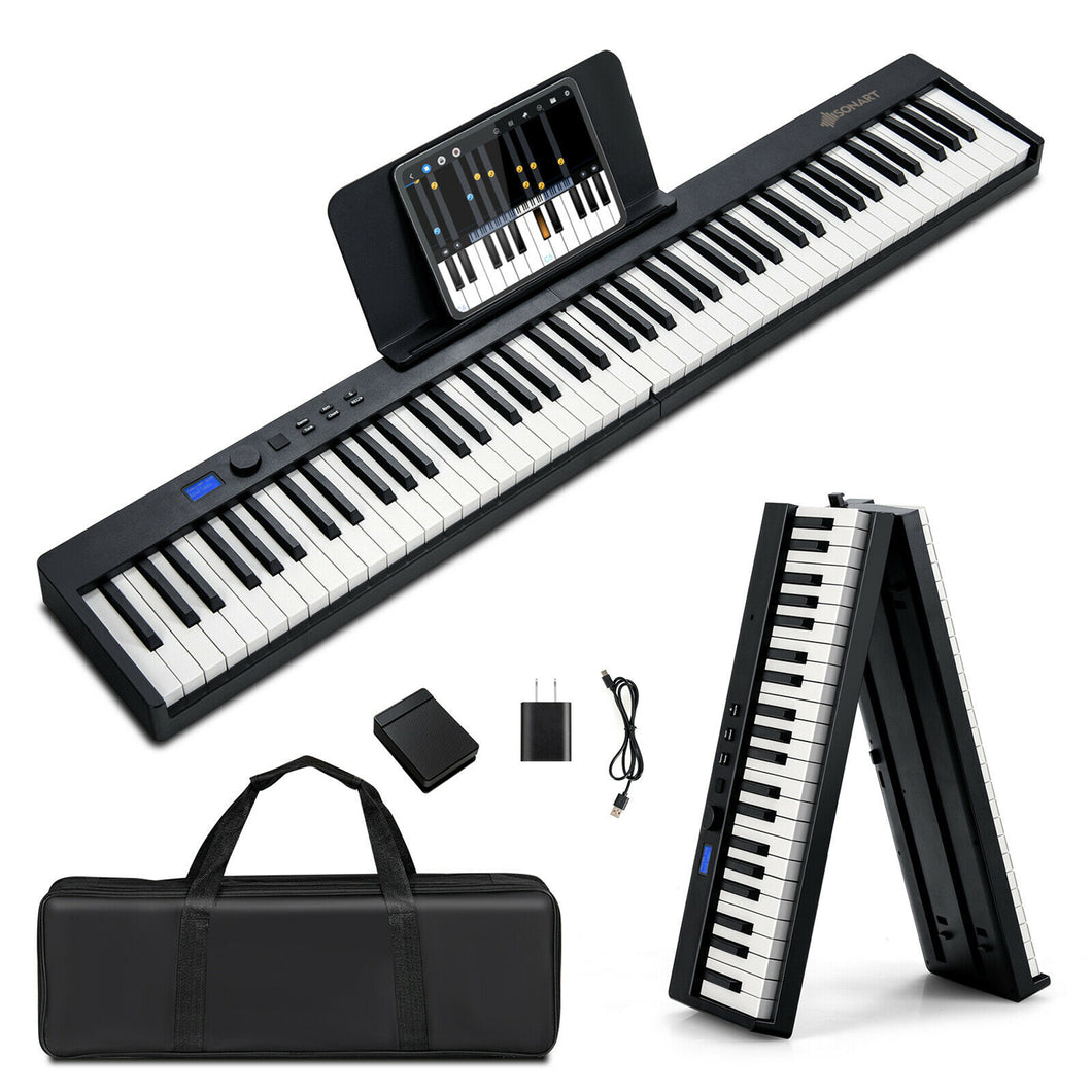 Gymax 88-Key Folding Electric Piano Keyboard Semi Weighted Full Size MIDI