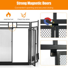Load image into Gallery viewer, Gymax 3-Panel Folding Wrought Iron Fireplace Screen W/ Doors &amp; 4 Pieces Tools Set
