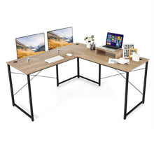 Load image into Gallery viewer, Gymax L-Shaped Reversible Computer Desk 2-Person Long Table w/Monitor Stand
