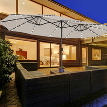 Load image into Gallery viewer, Gymax Outdoor 15&#39; Double-Sided Patio Umbrella 48 Solar LED Lights Crank &amp; Base
