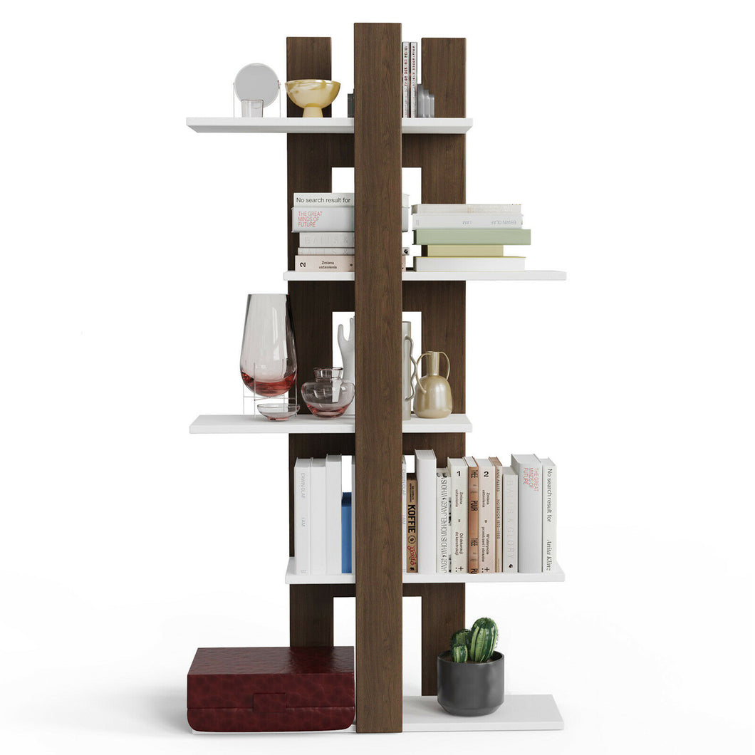 Gymax 5-Tier Bookshelf Freestanding Storage Shelf Tree Bookshelf Room Divider