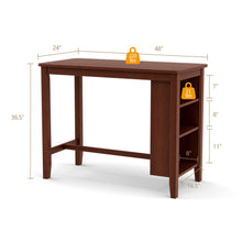 Load image into Gallery viewer, Gymax Counter Height Pub Table Bar Table w/ Rubber Wood Legs &amp; Storage Shelves
