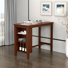 Load image into Gallery viewer, Gymax Counter Height Pub Table Bar Table w/ Rubber Wood Legs &amp; Storage Shelves
