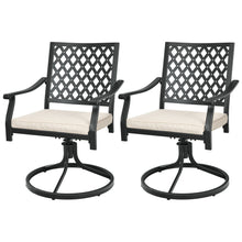 Load image into Gallery viewer, Gymax 2PCS Patio Swivel Dining Chairs Lattice Rocker Cushioned Armrest
