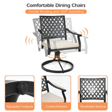 Load image into Gallery viewer, Gymax 4PCS Patio Swivel Dining Chairs Lattice Rocker Cushioned Armrest
