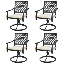 Load image into Gallery viewer, Gymax 4PCS Patio Swivel Dining Chairs Lattice Rocker Cushioned Armrest
