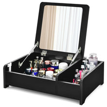 Load image into Gallery viewer, Gymax 2-in-1 Vanity Dresser w/ Flip-Top Mirror Tabletop Storage Box Makeup Laptop Black
