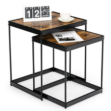 Load image into Gallery viewer, Gymax Coffee Tables Nesting Side Set of 2 for Living Room Modern W/ Sturdy Steel Frame
