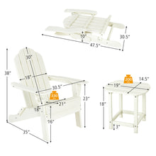 Load image into Gallery viewer, Gymax 3PC Patio Folding Adirondack Chair Side Table Cup Holder Poolside White
