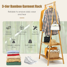 Load image into Gallery viewer, Gymax Bamboo Garment Rack Clothes Hanging Rack w/2-Tier Storage Shelf Entryway Bedroom
