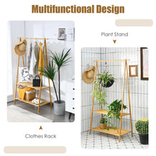 Load image into Gallery viewer, Gymax Bamboo Garment Rack Clothes Hanging Rack w/2-Tier Storage Shelf Entryway Bedroom
