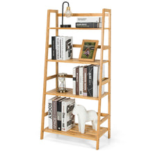 Load image into Gallery viewer, Gymax 4-Tier Bookshelf Bamboo Ladder Shelf Bathroom Shelves Storage Plant Stand Rack
