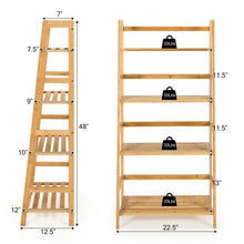 Load image into Gallery viewer, Gymax 4-Tier Bookshelf Bamboo Ladder Shelf Bathroom Shelves Storage Plant Stand Rack

