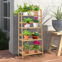 Load image into Gallery viewer, Gymax 4-Tier Bookshelf Bamboo Ladder Shelf Bathroom Shelves Storage Plant Stand Rack
