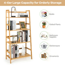 Load image into Gallery viewer, Gymax 4-Tier Bookshelf Bamboo Ladder Shelf Bathroom Shelves Storage Plant Stand Rack
