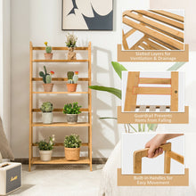 Load image into Gallery viewer, Gymax 4-Tier Bookshelf Bamboo Ladder Shelf Bathroom Shelves Storage Plant Stand Rack
