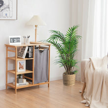 Load image into Gallery viewer, Gymax Laundry Hamper Basket Table Bamboo w/Storage Shelves and Sliding Bag
