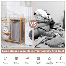 Load image into Gallery viewer, Gymax Laundry Hamper Basket Table Bamboo w/Storage Shelves and Sliding Bag
