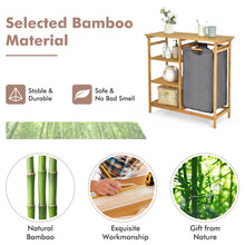 Load image into Gallery viewer, Gymax Laundry Hamper Basket Table Bamboo w/Storage Shelves and Sliding Bag
