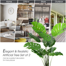 Load image into Gallery viewer, Gymax 2 Pack Artificial Monstera Deliciosa Tree 4ft Faux Plant w/ Cement-Filled Pot
