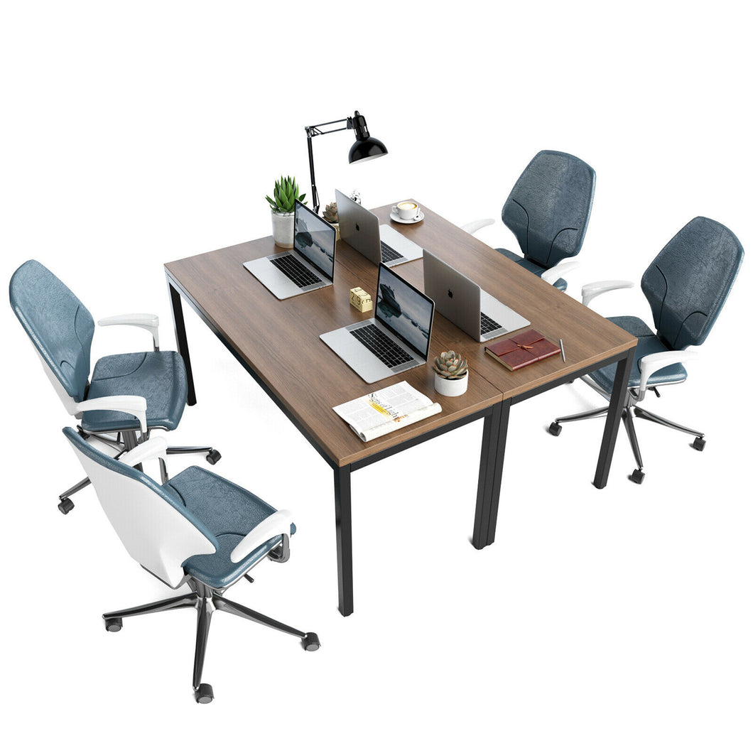 Gymax Set of 2 55'' Conference Table Office Computer Study Desk Metal Base Meeting Room