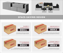 Load image into Gallery viewer, Gymax 8PCS Rattan Patio Space-Saving Furniture Set w/ Waterproof Cover &amp; Black Cushions
