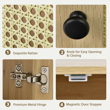 Load image into Gallery viewer, Gymax 2PCS Nightstand w/ Cabinet Wooden Side End Table Rattan Decorated Door Oak
