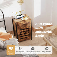 Load image into Gallery viewer, Gymax Nightstand with Drawer Cabinet Adjustable Shelf Industrial Side Table Rustic
