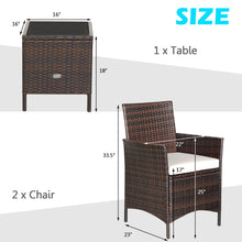 Load image into Gallery viewer, Gymax 3PCS Outdoor Rattan Conversation Set Patio Furniture Set w/ White Cushions
