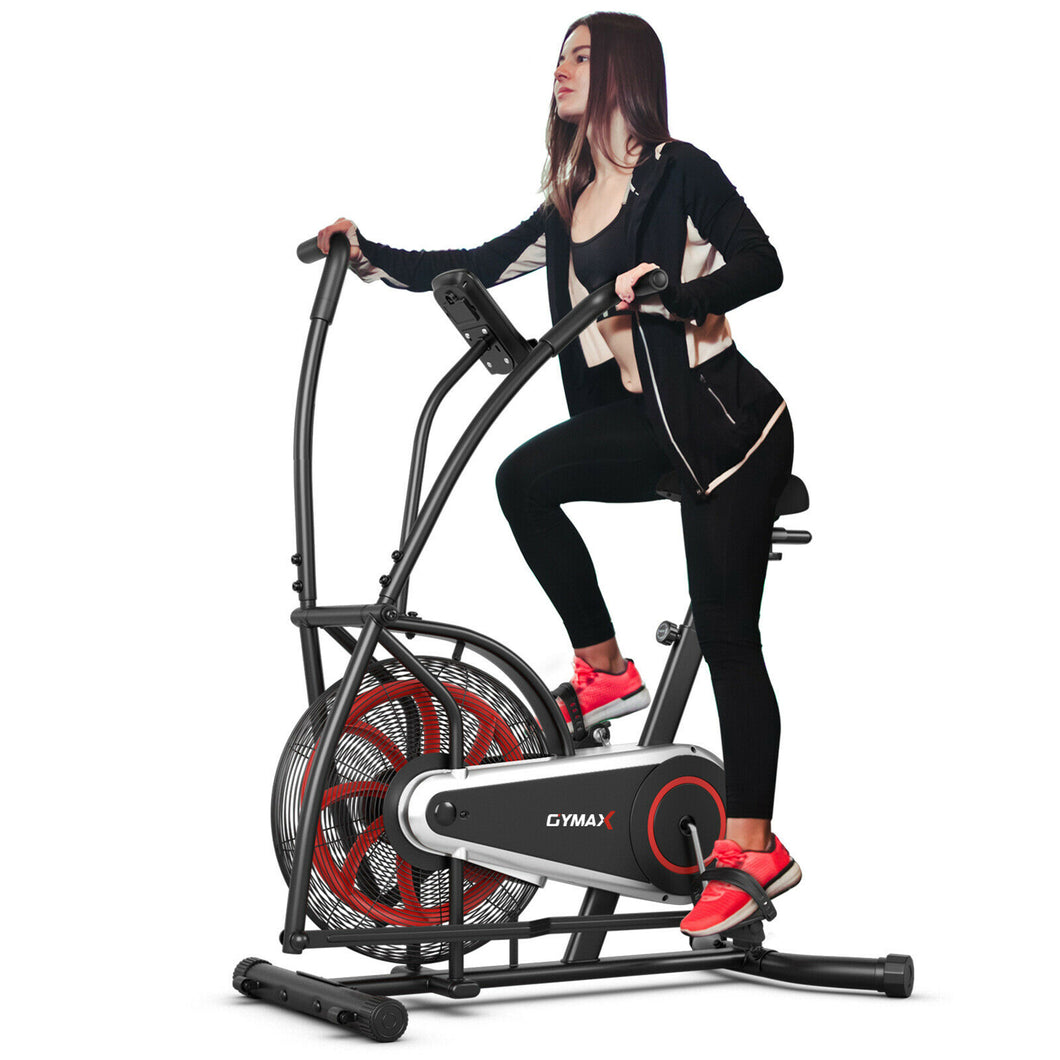 Gymax Unlimited Resistance Airdyne Bike Fan Exercise Bike with Clear LCD Display