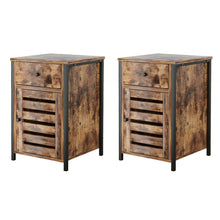 Load image into Gallery viewer, Gymax 2PCS Nightstand W/ Drawer Cabinet Adjustable Shelf Industrial Side Table Rustic
