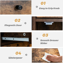 Load image into Gallery viewer, Gymax 2PCS Nightstand W/ Drawer Cabinet Adjustable Shelf Industrial Side Table Rustic
