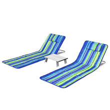 Load image into Gallery viewer, Gymax 3PCS Folding Beach Mat Set Adjustable Beach Lounge Chair &amp; Side Table Set

