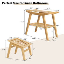 Load image into Gallery viewer, Gymax Bamboo Shower Seat Bench w/Underneath Storage Shelf, Spa Bath Seat w/ Foot Stool
