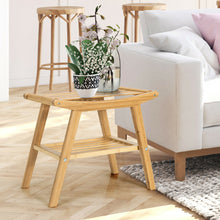 Load image into Gallery viewer, Gymax Bamboo Shower Seat Bench w/Underneath Storage Shelf, Spa Bath Seat w/ Foot Stool
