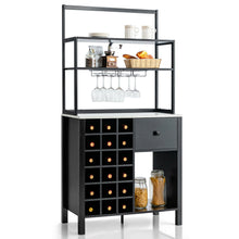 Load image into Gallery viewer, Gymax Kitchen Bakers Rack Freestanding Wine Rack Table w/ Glass Holder &amp; Drawer
