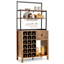 Load image into Gallery viewer, Gymax Kitchen Bakers Rack Freestanding Wine Rack Table w/ Glass Holder &amp; Drawer
