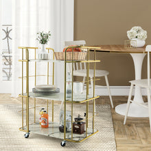 Load image into Gallery viewer, Gymax 3-Tier Kitchen Storage Utility Cart Gold Rolling Bar Serving w/Lockable Casters
