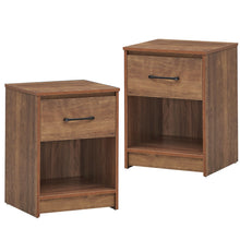 Load image into Gallery viewer, Gymax 2PCS Nightstand with Drawer Storage Shelf Wooden End Side Table Bedroom
