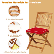 Load image into Gallery viewer, Gymax 3PCS Folding Acacia Wood Bistro Set Patio Conversation Set w/ Red Cushions
