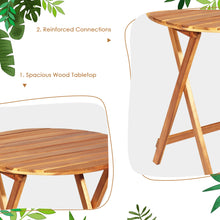 Load image into Gallery viewer, Gymax 3PCS Folding Acacia Wood Bistro Set Patio Conversation Set w/ Red Cushions
