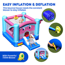 Load image into Gallery viewer, Gymax Inflatable Bounce House 3-in-1 Elephant Theme Inflatable Castle w/ 735W Blower

