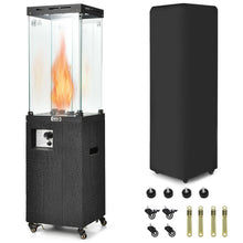 Load image into Gallery viewer, Gymax 41,000 BTU Propane Patio Heater Glass Tube Standing Gas Heater w/ Cover Wheels
