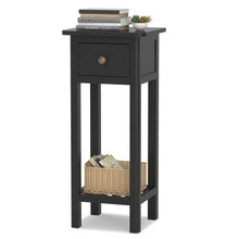 Load image into Gallery viewer, Gymax 2 Tier End Bedside Sofa Side Table with Drawer Shelf Acacia Wood Nightstand Black
