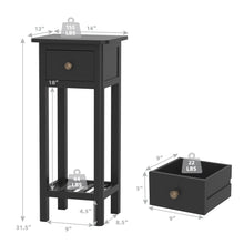 Load image into Gallery viewer, Gymax 2 Tier End Bedside Sofa Side Table with Drawer Shelf Acacia Wood Nightstand Black
