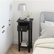 Load image into Gallery viewer, Gymax 2 Tier End Bedside Sofa Side Table with Drawer Shelf Acacia Wood Nightstand Black
